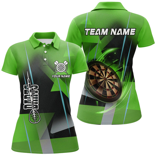 Personalized Darts Polo & Quarter-Zip 3D Printed Shirts For Women Custom Green Darts Team Jersey TDM2574