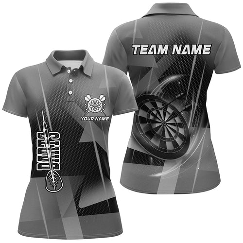 Personalized Darts Polo & Quarter-Zip 3D Printed Shirts For Women Custom Grey Darts Team Jersey TDM2575