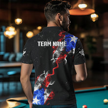 Load image into Gallery viewer, Personalize Grunge US Flag Smoke Billiard Men Polo Shirts Custom Patriotic Billiard Jerseys Uniform TDM0976