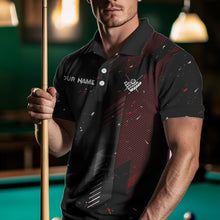 Load image into Gallery viewer, Grunge Black And Red 8 Ball Pool Lights Men's Billiard Shirts Custom Billiard Jersey Polo &amp; 1/4 Zip TDM3780