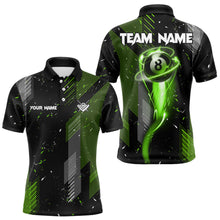 Load image into Gallery viewer, Grunge Black &amp; Green 8 Ball Pool Lights Men's Billiard Shirts Custom Billiard Jersey Polo &amp; 1/4 Zip TDM3781