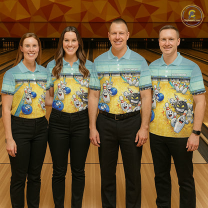 Funny Strike Bowling Polo & Quarter Zip For Women Custom Bowling Team Jersey, Bowling Outfit TDM6168