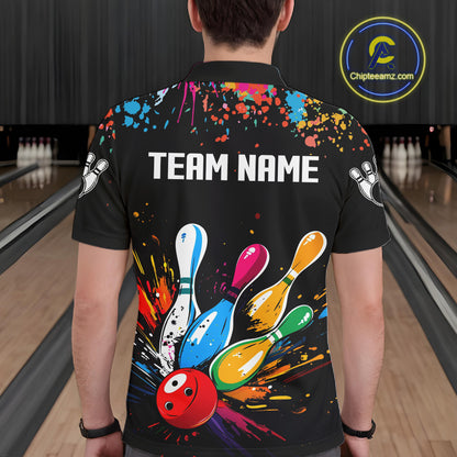 Funny Colorful Bowling Shirts For Men Custom Bowling Team Jersey Polo & 1/4 Zip, Bowling Gifts TDM6590