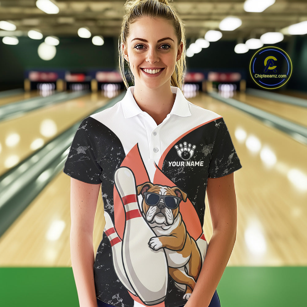 Personalized Funny Bulldog Bowling Shirts For Women Custom Bowling Team Jersey Polo & 1/4 Zip TDM6595