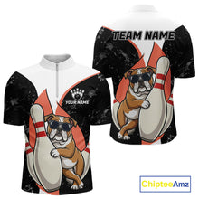 Load image into Gallery viewer, Personalized Funny Bulldog Bowling Shirts For Men Custom Bowling Team Jersey Polo &amp; 1/4 Zip TDM6595