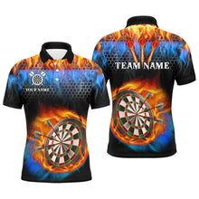 Load image into Gallery viewer, Personalized Darts Board Water And Fire 3D Printed Men Dart Shirts With Pocket Darts Jerseys TDM3063