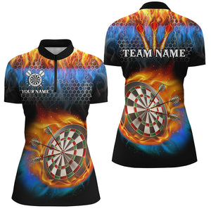 Personalized Darts Board Water And Fire 3D Printed Women Dart Shirts With Pocket Darts Jerseys TDM3063