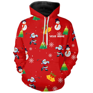 Funny Santa Red Christmas Pattern Golf Hoodie Custom Best Golfing Gifts Hoodie Golf Tops For Xmas TDM3068