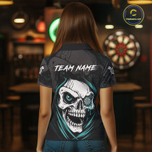 Load image into Gallery viewer, Personalized Funny Skull Darts Shirts For Women Custom Darts Jersey Team Polo &amp; 1/4 Zip| Turquoise TDM5297