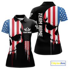 Load image into Gallery viewer, American Flag Skull Darts Shirt For Women Custom Patriotic Darts Jersey Team Polo &amp; 1/4 Zip TDM5299