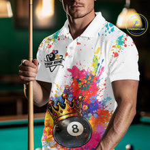 Load image into Gallery viewer, Colorful 8 Ball Crown Aim Shoot Swear Repeat Billiard Shirt For Men Custom Pool Team Jersey|White TDM5795