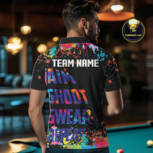 Load image into Gallery viewer, Colorful 8 Ball Crown Aim Shoot Swear Repeat Billiard Shirt For Men Custom Pool Team Jersey|Black TDM5796