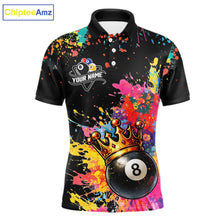 Load image into Gallery viewer, Colorful 8 Ball Crown Aim Shoot Swear Repeat Billiard Shirt For Men Custom Pool Team Jersey|Black TDM5796
