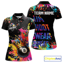 Load image into Gallery viewer, Colorful 8 Ball Crown Aim Shoot Swear Repeat Billiard Shirt For Women Custom Pool Team Jersey|Black TDM5796