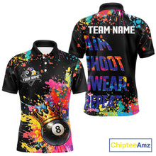 Load image into Gallery viewer, Colorful 8 Ball Crown Aim Shoot Swear Repeat Billiard Shirt For Men Custom Pool Team Jersey|Black TDM5796