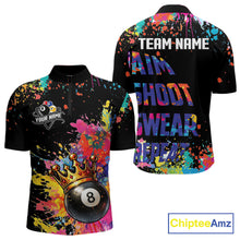 Load image into Gallery viewer, Colorful 8 Ball Crown Aim Shoot Swear Repeat Billiard Shirt For Men Custom Pool Team Jersey|Black TDM5796