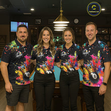 Load image into Gallery viewer, Colorful 8 Ball Crown Aim Shoot Swear Repeat Billiard Shirt For Men Custom Pool Team Jersey|Black TDM5796