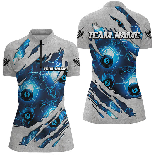 Personalized Blue 8 Ball Pool Pattern Custom Thunder Lightning Billiard Ball 8 Jerseys For Women TDM1899