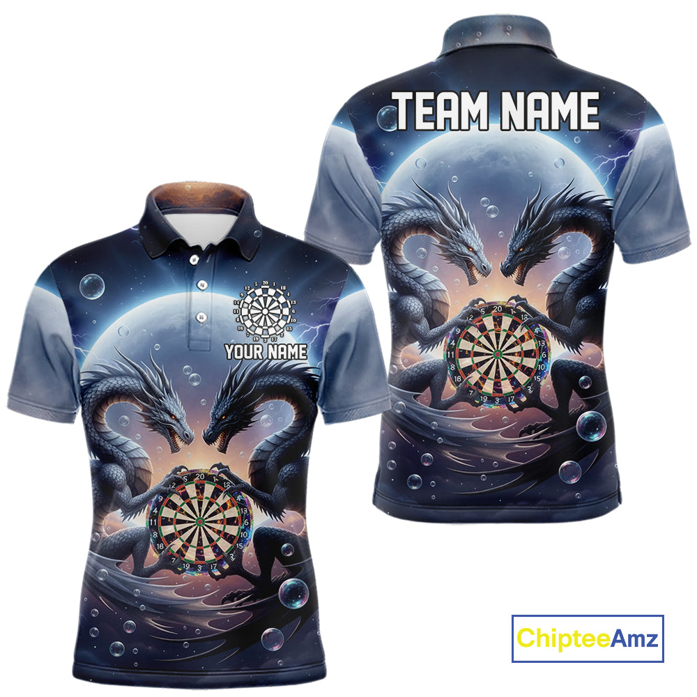 Personalized Dragon Darts Shirt For Men Custom Dragon Darts League Team Jersey Polo & 1/4 Zip TDM4876