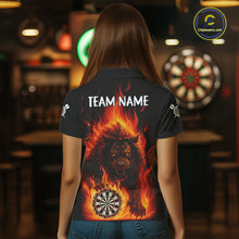 Load image into Gallery viewer, Orange Flaming Lion Darts Shirts For Women Custom Fire Darts League Jersey Team Polo &amp; 1/4 Zip TDM5308