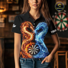Load image into Gallery viewer, Personalized Fire And Icy Dragon Darts Shirt For Women, Lightning Darts Jersey Polo &amp; 1/4 Zip TDM6184