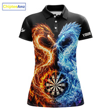 Load image into Gallery viewer, Personalized Fire And Icy Dragon Darts Shirt For Women, Lightning Darts Jersey Polo &amp; 1/4 Zip TDM6184