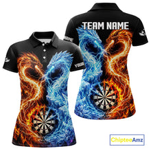 Load image into Gallery viewer, Personalized Fire And Icy Dragon Darts Shirt For Women, Lightning Darts Jersey Polo &amp; 1/4 Zip TDM6184