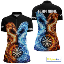 Load image into Gallery viewer, Personalized Fire And Icy Dragon Darts Shirt For Women, Lightning Darts Jersey Polo &amp; 1/4 Zip TDM6184