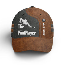 Load image into Gallery viewer, Brown Billiard The Pool Player Custom Name Billiard Hats, Personalized Pool Caps For Player TDM0224