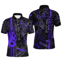 Load image into Gallery viewer, Purple Grunge Billiard Jerseys For Men Custom Fire Flame 8 Ball Dragon Team League Billiard Shirts TDM2602