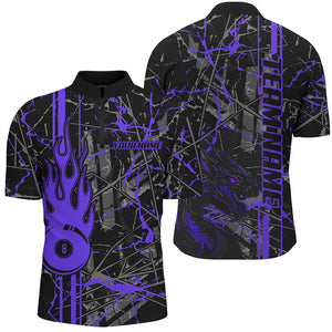 Purple Grunge Billiard Jerseys For Men Custom Fire Flame 8 Ball Dragon Team League Billiard Shirts TDM2602