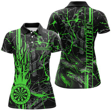 Load image into Gallery viewer, Green Grunge Dart Jerseys For Women, Fire Flame Dart Board Custom Name Dragon Darts League Shirts TDM2604