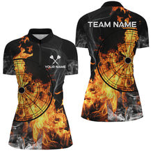 Load image into Gallery viewer, Personalized Fire Flame Dart Shirts For Women Custom Smoke Dart Jerseys, Unique Dart Team Shirts TDM3091