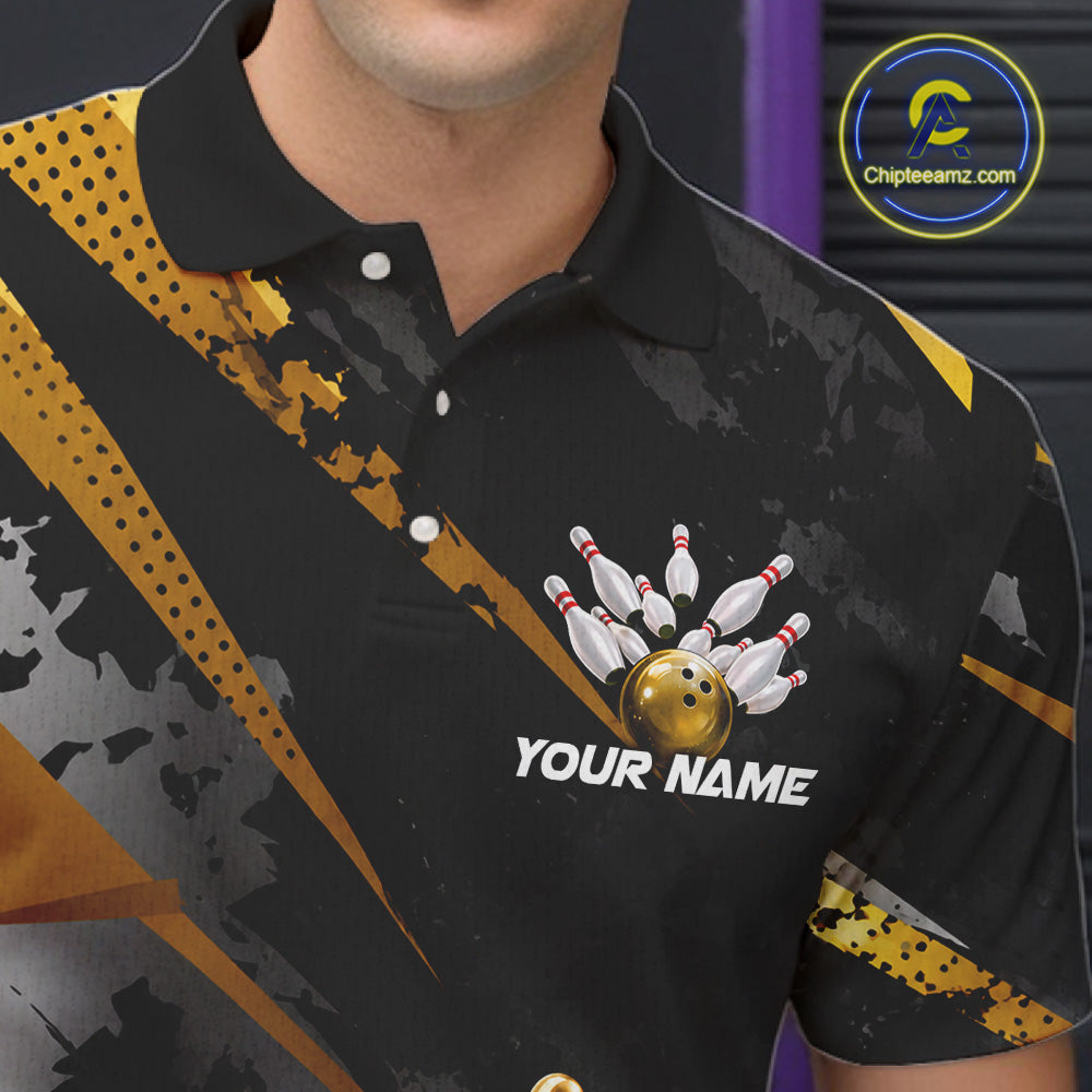 Bowling-themed polo shirt with a graphic and 'Your Name' text.
