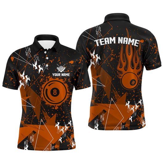 Personalized Orange Grunge Billiard Shirts For Men, Best Custom Billiard Jerseys For Pool Player TDM1914
