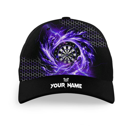 Funny Dartboard Storm Thunder Custom Purple Darts Hats, 3D Printed Baseball Darts Cap Gifts TDM2610