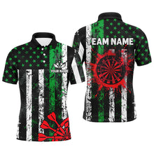 Load image into Gallery viewer, Custom Green And Red Grunge US Flag Men Dart Shirts, Patriotic Christmas Darts Team Jerseys TDM2850