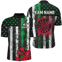 Load image into Gallery viewer, Custom Green And Red Grunge US Flag Men Dart Shirts, Patriotic Christmas Darts Team Jerseys TDM2850