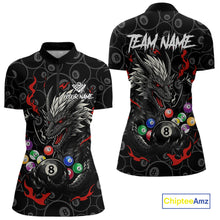 Load image into Gallery viewer, Personalized 8 Ball Dragon Billiard Shirt For Women, Billiard Team Jersey Polo &amp; 1/4 Zip |Red TDM5109