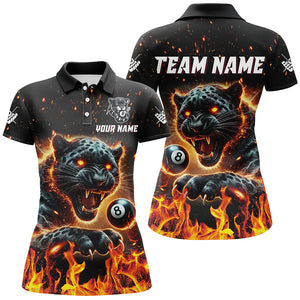 Personalized Panther Fire Flame 8 Ball Billiard Shirts For Women Custom Billiard League Team Jerseys TDM3092