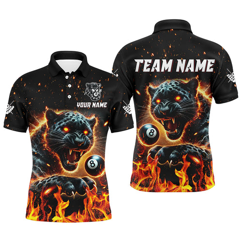 Personalized Panther Fire Flame 8 Ball Billiard Shirts For Men Custom Billiard League Team Jerseys TDM3092