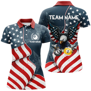 American Flag Eagle 8 Ball & 9 Ball Billiard Shirts For Women Custom Patriotic Cool Billiard Jerseys TDM3094