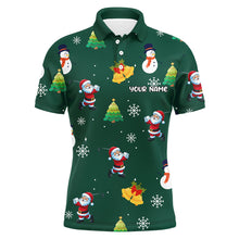 Load image into Gallery viewer, Funny Santa Green Christmas Pattern Men Golf Polo Shirt Custom Golf Tops For Men Golfing Gifts TDM3096