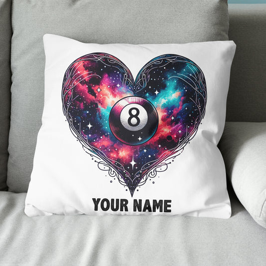 Personalized 8 Ball Pool Colorful Heart Throw Pillows, Billiard Pillows TDM0813
