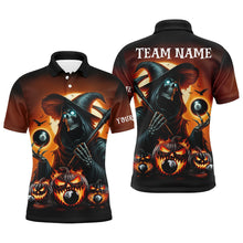 Load image into Gallery viewer, Grim Reaper &amp; Pumpkin With 8 Ball Pool Billiard Jerseys For Men, Funny Halloween Billiard Shirts TDM2377