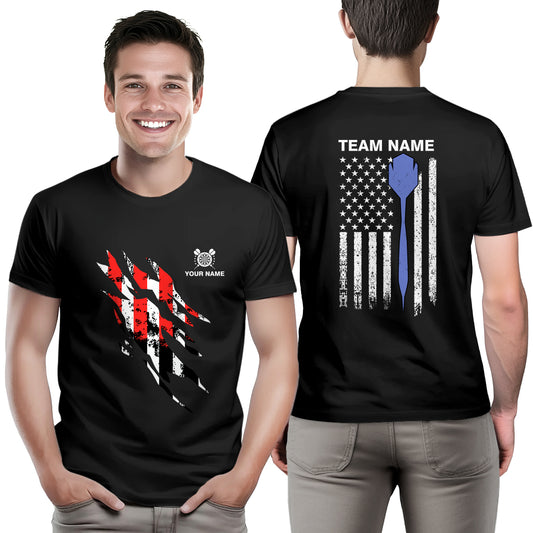Grunge American Flag Darts T-Shirts Custom Patriotic Darts Team Shirts, Darts Lover Shirts TDM3930