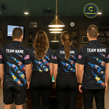 Load image into Gallery viewer, Custom Blue 8 Ball Pool Scratch Billiard Shirt For Women, Black Billiard Team Jersey Polo &amp; 1/4 Zip TDM6436