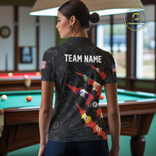 Load image into Gallery viewer, Custom Red 8 Ball Pool Scratch Billiard Shirt For Women, Black Billiard Team Jersey Polo &amp; 1/4 Zip TDM6437