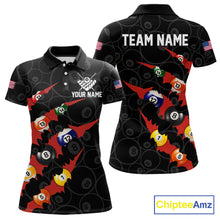 Load image into Gallery viewer, Custom Red 8 Ball Pool Scratch Billiard Shirt For Women, Black Billiard Team Jersey Polo &amp; 1/4 Zip TDM6437