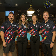 Load image into Gallery viewer, Custom Red 8 Ball Pool Scratch Billiard Shirt For Women, Black Billiard Team Jersey Polo &amp; 1/4 Zip TDM6437